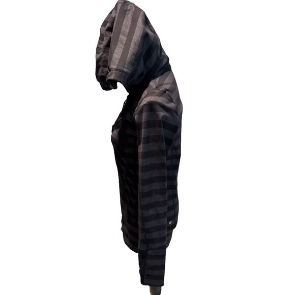 Lululemon Stride Jacket Full Zip Hoodie Black Grey Macro Stripe size 6 pockets - Picture 2 of 12